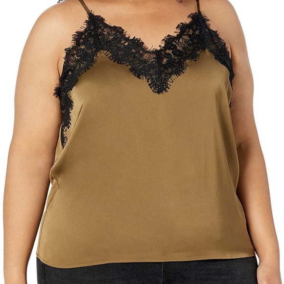 Amazon Tops - NWT The Drop Amazon Natalie Vneck lace trim dark green camisole tank top Size 3X